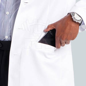 เสื้อโค้ทสำหรับห้องแล็บสไตล์สูงมาใหม่ทำจากผ้าฝ้าย100% ระบายอากาศและกันน้ำได้สีทึบ - Product Image 5