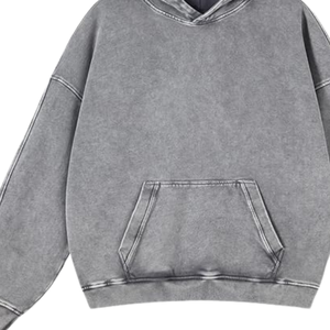 Sudadera con capucha lavada con ácido gris para hombre, ropa de calle de gran tamaño, sudadera personalizada holgada con hombros caídos de lana de algodón pesado - Product Image 4