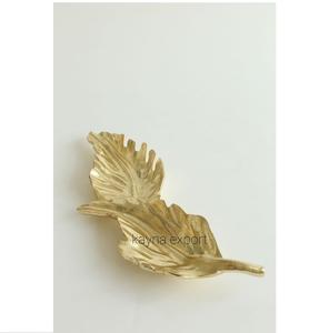 Plateau décoratif fantaisie de luxe poignée de branche de feuille métal laiton poignée texture design décoration pour la décoration intérieure plateau best-seller - Product Image 4