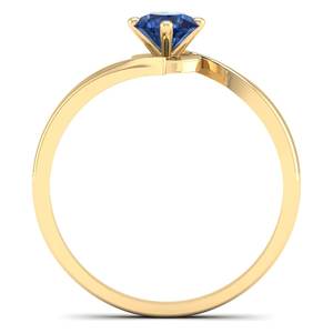 REYES Round Brilliant Cut 0.5Ct Blue <b>Sapphire</b> Gemstone <b>Ring</b> in 14K Solid Gold IGI Certified Diamond Fine Jewelry <b>For</b> <b>Women</b> - Product Image 4