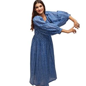 Vestido de algodón azul marino para mujer estilo Y2K informal con cuello cerrado de fabricante y exportador indio para niñas - Product Image 1