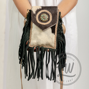 LW 2024 Bohemian Vintage Multi-Color Leather Sling Bag Women Handcrafted Véritable Hair Leather Single Strap Portable Cotton - Product Image 5