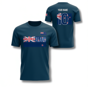 Set di Maglie da Calcio Ispirate alla Nuova Zelanda per Tifosi Blu Navy con Nome e Numero Personalizzati - Product Image 2
