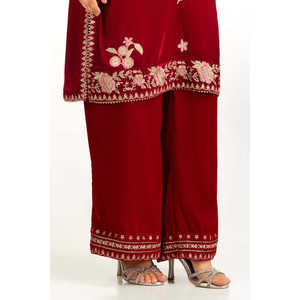 ชุดเซ็ตกำมะหยี่ปักลายสำหรับผู้หญิง รุ่น IPST-55125 ชุดสองชิ้นสำหรับฤดูร้อนและฤดูหนาว ไซส์ XS/XXS เสื้อและกระโปรงดีไซน์สวย - Product Image 2