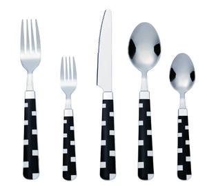 Cubiertos de moda Metal Plata Acabado Metal Mango de bambú Juego de cubiertos Cuchara y tenedor Cubiertos de mesa de comedor - Product Image 6