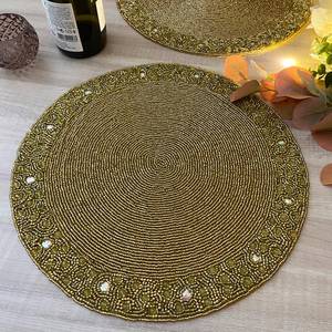 <b>Beaded</b> <b>Placemat</b> Handmade Round Charger for Luxury Dining & Holiday Decor Unique Piece Handmade <b>Beaded</b>, <b>Placemat</b>, Housewarming - Product Image 5