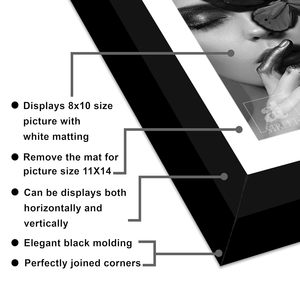 11x14 Wood Wall Hanging <b>Photo</b> <b>Frame</b> with <b>8x10</b> Display Natural Finish with or Without Mat - Product Image 3