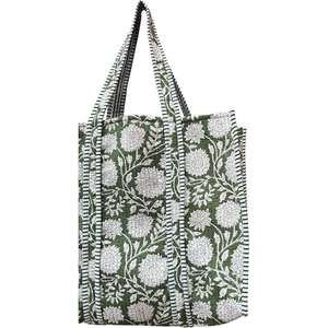 Sac fourre-tout matelassé à motifs floraux fait à la main pour femmes en coton indien grand sac à provisions décontracté cousu à la main pour dames - Product Image 5