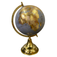 Globo de metal flotante con mapa del mundo gris de calidad superior fabricado en la India para decoración de oficinas y fines educativos