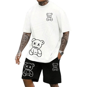 Ensemble t-shirt et short d'été décontracté pour homme grande taille 100% coton respirant - Product Image 3