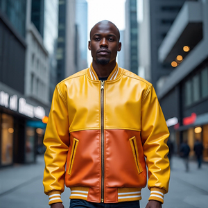 Men Baseball Leather Varsity <b>Jackets</b> Streetwear Motor Bike <b>Cycling</b> Vintage Leather <b>Jacket</b> Men's - Product Image 4