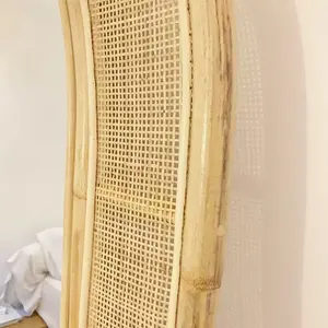 Espejo de pared de bambú de diseño moderno, forma ovalada, color Natural, para maquillaje, interior, hogar y hoteles - Product Image 6