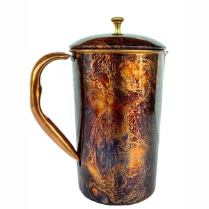 Jarra de Agua de Cobre Puro de 900 ml con Tapa, Acabado Martillado, Jarra Ayurvédica Curativa, Recipiente de Cobre Artesanal Antiguo para Bebidas - Product Image 5