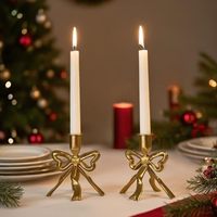 Bougeoir à nœud en ruban vintage élégant support conique en métal moderne pour décor romantique à la maison réglage de table de noël