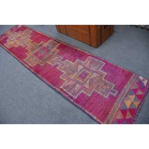 พรมวินเทจขนาด 2.5x10.2 ฟุต พรมตุรกี พรมอิคัตสีแดง ทำจากขนสัตว์ - Product Image 3