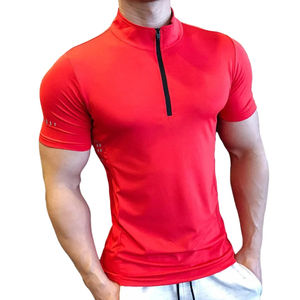 เสื้อยืดแขนสั้นมีซิปรูดแบบคู่สำหรับผู้ชายเสื้อกีฬาแห้งเร็วเสื้อซับเหงื่อสำหรับผู้หญิงใส่ได้ทั้งชายและหญิง - Product Image 5