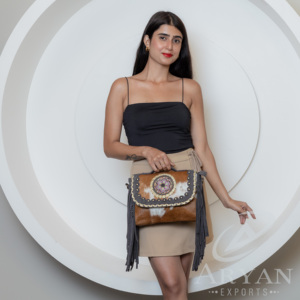 Bolso de piel de vaca con estampado occidental, bolso de gran oferta de estilo occidental con flecos, correa ajustable para mujer - Product Image 2