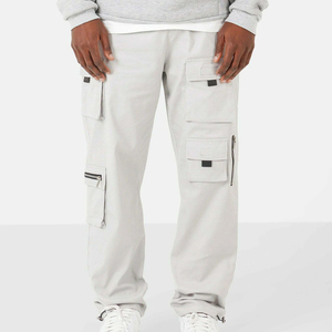 กางเกงสีน้ำตาลขายาวสำหรับผู้หญิงกางเกงขาข้างกว้างกางเกงคาร์โก้แบบสายยืดหยุ่นด้านล่างสำหรับผู้หญิง - Product Image 1