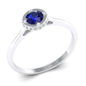 Anillo REYES Elegance de Plata de Ley 925 con Moissanita Certificada GRA, Halo Oculto, Gema de Zafiro Azul Natural, Joyería Fina - Product Image 2