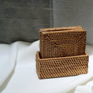 2024 créatif rotin thé sous-verre pièces ensemble accessoires de cuisine osier Jute sous-verres avec support Design Unique à la main - Product Image 6