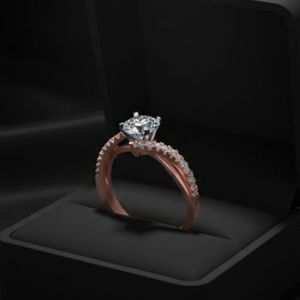 Bague solitaire vintage fantaisie en diamant, or rose 14 carats avec placage rhodium, pour fiançailles, mariage, anniversaire ou cadeau de fête - Product Image 3