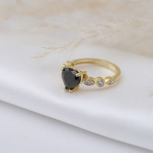 Elegant <b>Black</b> CZ <b>Stone</b> Heart Shape Cluster <b>Silver</b> <b>Ring</b> Wholesale Handcrafted 925 Sterling <b>Silver</b> Jewelry - Product Image 4