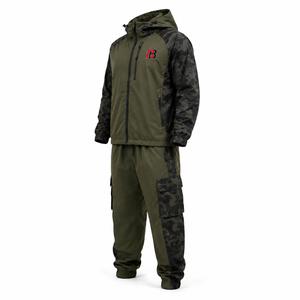 Conjunto Deportivo Táctico Color Verde Militar, Chaqueta Cortavientos y Pantalones Cargo de Algodón Extra Grandes con Cierre de Cordón, Tallas XXS-6XL - Product Image 3