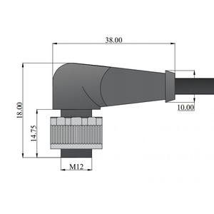 Ángulo hembra de código M12 A, 90 grados, 4 pines con 4*0,34 mm2, PUR, negro sin blindaje, proveedor indio de pulgadas - Product Image 5