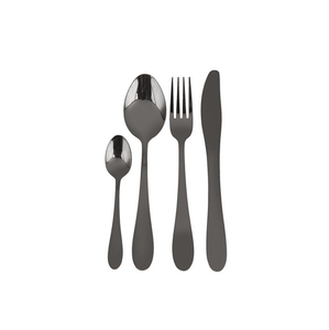 Juego de cubiertos de lujo de metal negro Diseño de mango grabado Juego de cubiertos de acero inoxidable 24/48 piezas con caja de regalo - Product Image 1