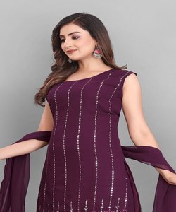 Ensemble Sharara en coton de qualité supérieure, travail de tissage, multicolores, dernier design fantaisie, comprend un haut et un dupatta pour les mariages et les occasions festives, en stock - Product Image 5