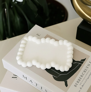 Plateau décoratif en ciment blanc pour le rangement et le style moderne de la maison, plateau en béton artisanal fabriqué au Vietnam - Product Image 1