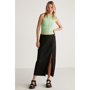 ETHIQUET Vanessa <b>Women's</b> Pleated Fabric Slit Detail Long <b>Pencil</b> Relaxed Fit <b>Skirt</b> - Product Image 5
