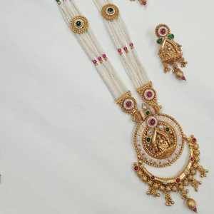 JOYERÍA DE COBRE TRADICIONAL Y DE MODA INDIA CONJUNTO DE JOYERÍA DE BODA NOVIA PARA MUJER CONJUNTO DE PENDIENTES Y COLLAR - Product Image 1