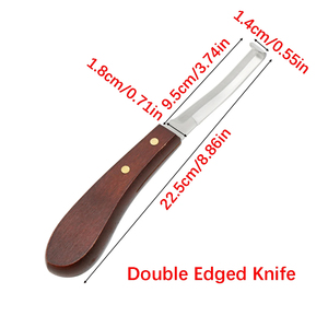 Lame à double tranchant en acier inoxydable Couteau de coupe de sabot de cheval Source d'alimentation manuelle Manche en bois pour la coupe de sabot de mouton de bétail - Product Image 6