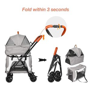 TH-PSP-385 Large Storage <b>Pet</b> <b>Stroller</b> with Easy Folding No Zipper Entry for Cats and Dogs Convenient Travel Product - Product Image 3
