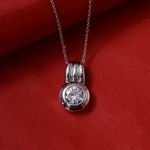 Collier pendentif en argent 925 avec pierre naturelle, taille brillant, serti clos, fait main, chaîne serpent plaquée argent, bijoux classiques pour femme - Product Image 3