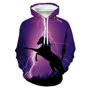 Camiseta de Béisbol con Capucha de Poliéster/Algodón, Estampado 3D de Caballo, Estilo Casual para Hombre <span class=keywords><strong>Joven</strong></span>, Otoño - Product Image 3