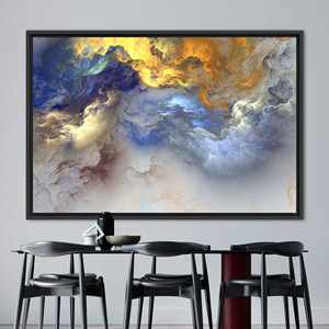 Toile imprimée abstraite élégante avec motif de nuages - Décoration artistique contemporaine, 1P : encadré noir - Product Image 1