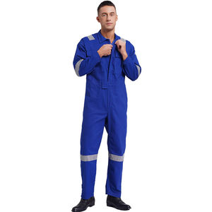 Durable Workshop Safety Coverall Food <b>Factory</b> Work Overalls Reflective Strips Multi-Pocket Dustproof Jumpsuit Made Polyester - Product Image 3