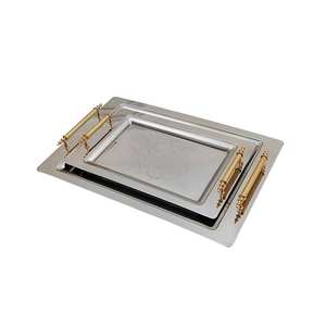 Lot de deux plats et plateaux de service en forme de rectangle Ustensiles de cuisine et vaisselle Design tendance Plateau de service à café en vrac - Product Image 1