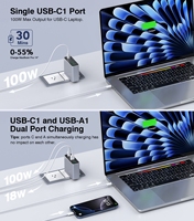 Chargeur rapide HNT 120W GaN 2USB-A 2USB-C 4 ports PD3.0 Adaptateur de charge murale multi-ports Cargador Rapido pour iPhone Samsung MacBook