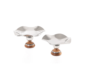 Tazón de chocolate de acero inoxidable con soporte de trabajo de madera y fregona, juego de cuencos para servir de dos tamaños diferentes - Product Image 1