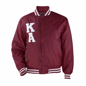 ז 'קט מפציץ רקום מותאם אישית לגברים בסגנון מכללה בסגנון בורדו עם אותיות וז' קט לוגו מותאם אישית - Product Image 2