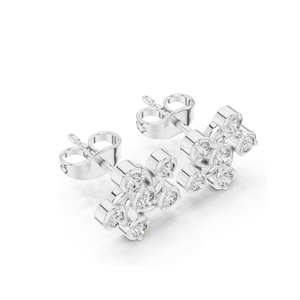 Boucles d'oreilles clous en or 18 carats, 14 carats, 10 carats et argent 925 avec diamant de laboratoire 0,39 carat, clarté VVS-VS EF, motif floral en spirale, rose, jaune, blanc - Product Image 5