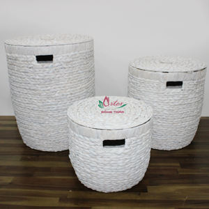 Artex Dong ชุด3 INS ตะกร้าผักตบชวาขนาดใหญ่, ตะกร้าที่ใส่อาหารทำด้วยมือเป็นมิตรต่อสิ่งแวดล้อมใช้ในบ้านห้องครัว - Product Image 4