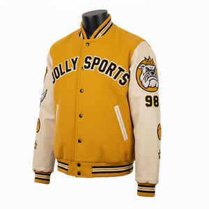 Veste universitaire pour hommes en laine mélangée haute densité, manches en cuir PU, style à panneaux contrastés, logo personnalisé, vestes universitaires pour hommes - Product Image 4