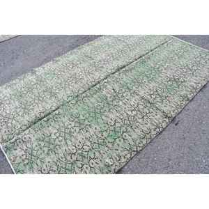 พรมตุรกีวินเทจ ขนาดใหญ่ 5.6x8.9 ฟุต พรมขนสัตว์สีเขียวเทา - Product Image 1