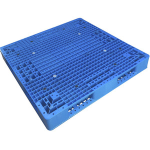 Palette en plastique industrielle robuste en HDPE, maille durable, empilable, 3 roulettes, renforcée, entrée 2 voies/4 voies - Product Image 4