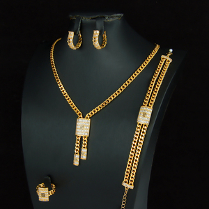 Parure de bijoux en zirconium de style italien, plaqué or 21 carats, style hip-hop de Dubaï, ensembles de colliers Monaco pour femmes, pour événements et soirées - Product Image 5