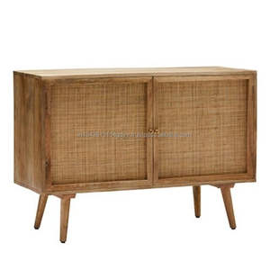 Buffet en bois massif Buffet pour salon Buffet avec canne naturelle/rotin - Product Image 3